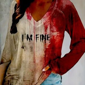 So…”I’m Fine” or Am I kinda shirt!  Gotta Love it here at Halloween 🎃 2X